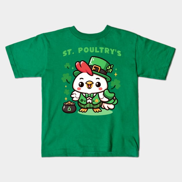 St Poultry's - Chicken St Patrick's Kids T-Shirt by DaysMoon